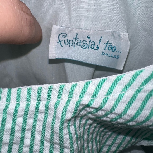 Vintage Green Striped Baby Romper with Frog Patch - Picture 6 of 9